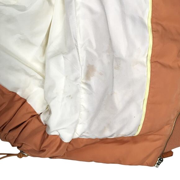 Carry Me Puffer Coat Orange Full Zip Long Sleeve Faux Fur Trim Jacket Women's M - Picture 14 of 14